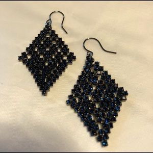 Handmade Beaded Triangle Drop Earrings
